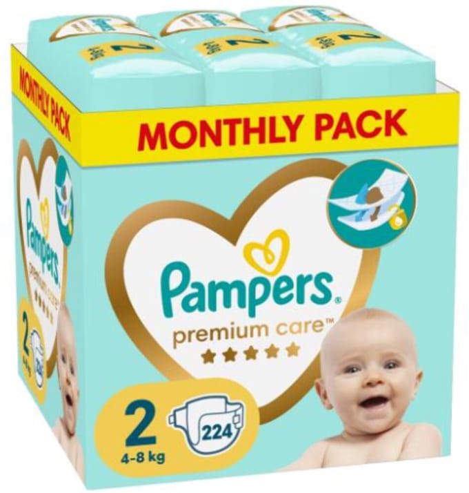 Pampers - Premium Protection - Maat 2 - Maandbox - 224 luiers - 4/8 KG