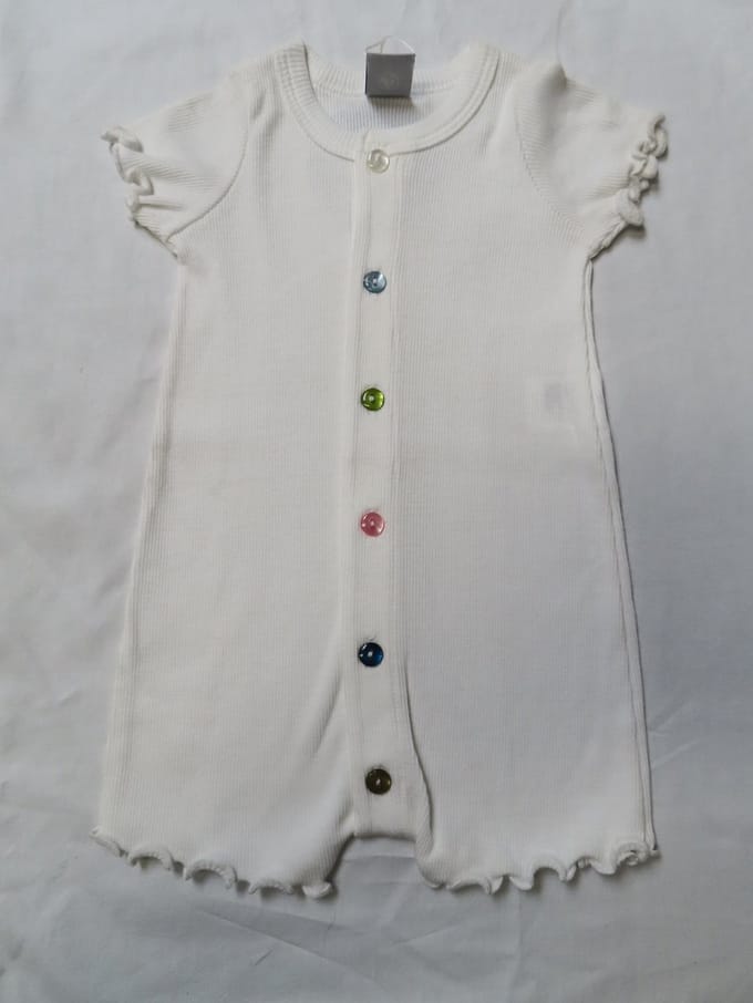 Petit Bateau - Combi kort - Wit - Meisjes - Knoopjes - 6 maand 67
