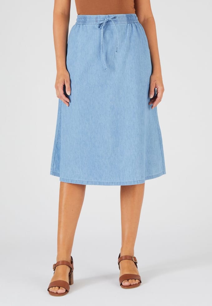 Damart - Chambray rok - Dames - Blauw - 40
