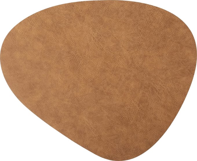 Set van 6 placemats eivormig - 44 x 37 cm - 6 persoons - bruin - lederlook - Kade 171 placemats - hip en trendy