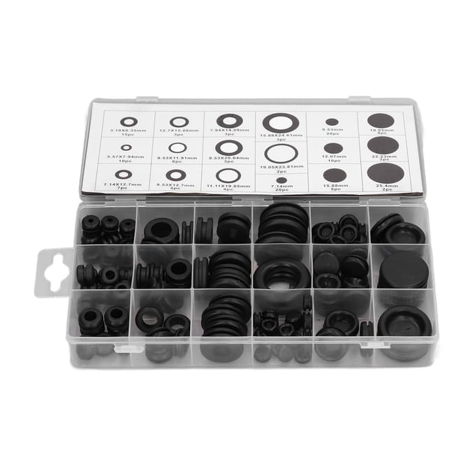 125 STUKS Grommet Assortiment Rubberen Afdichtings Oogje Ring Pakking Combinatieset voor Automotive gray