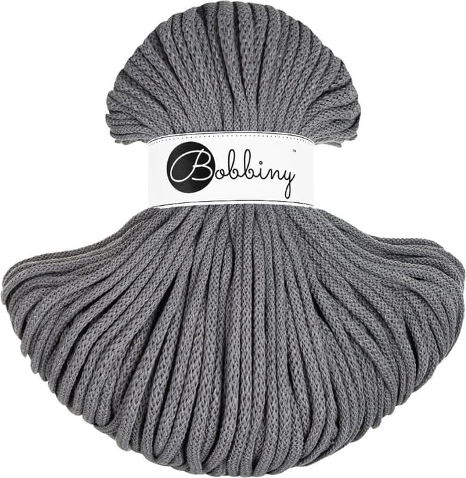 Bobbiny Premium braided cord 5 mm - Stone grey