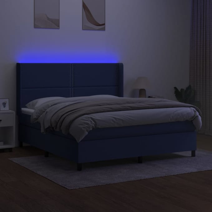 vidaXL - LED - Box - Spring - Bed - met - hoofdeinde - Stof