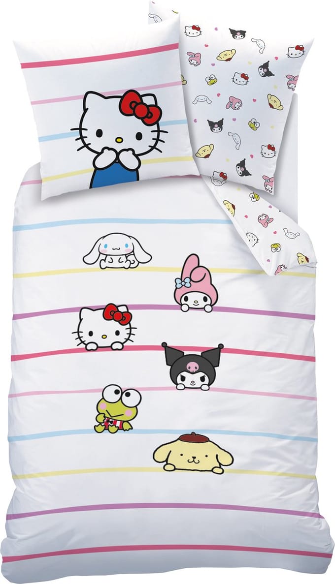 Hello Kitty Dekbedovertrek Friendly - 140 x 200 + 63 x 63 cm - Katoen