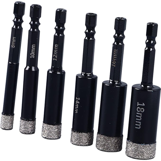 6-delige Droge Diamant Boorbeitel Set 8 10 12 14 16 18 mm Zeskant Schacht Tegel Boorbeitel Set voor Marmer Beton