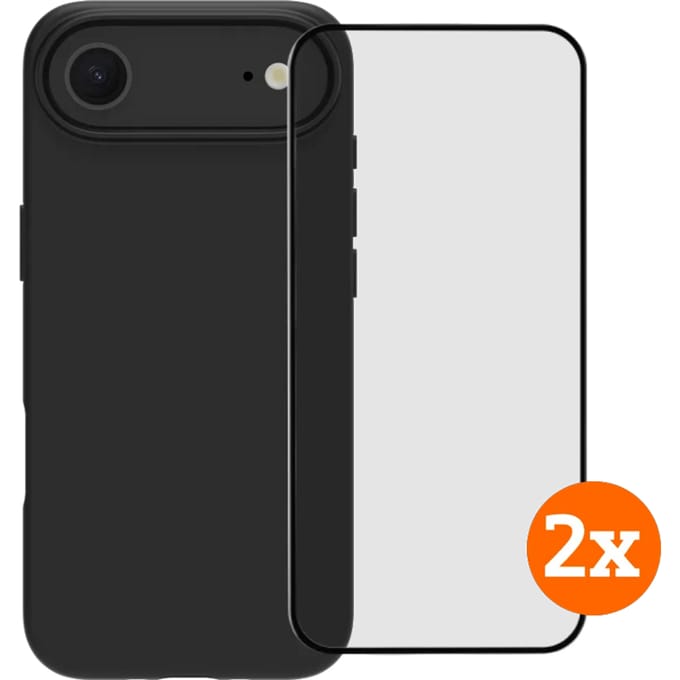 BlueBuilt Protective Back Cover MagSafe iPhone Air Zwart + Screenprotector Glas Duo Pack