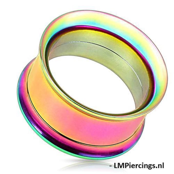 Double flared tunnel PVD 4 mm - regenboog - LMPiercings