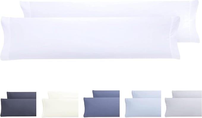 Famanu - Set van 2 kussenslopen, microvezel, extra zacht, hypoallergeen, set van 2-120 x 40 cm, wit