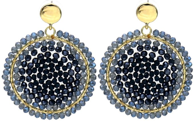 Oorbellen met glaskralen – blauw – 5,5x4 cm