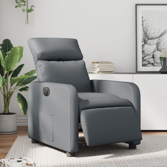 vidaXL - Fauteuil - verstelbaar - elektrisch - kunstleer - grijs