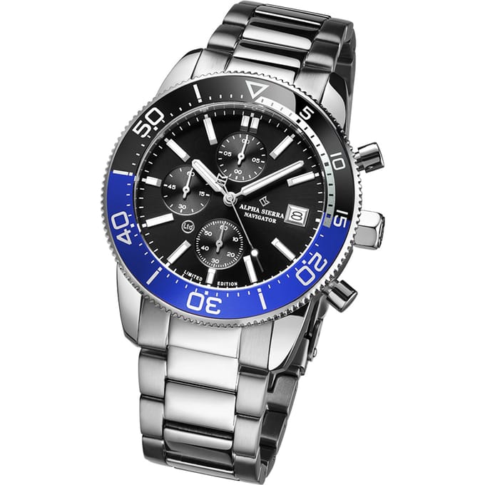 Alpha Sierra - Heren Horloge Navigator - Zilver