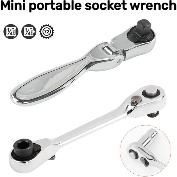 1/4 Snel Draaibare Mini Ratelsleutel set 72 Tanden Dopsleutel Staaf Ratel 2 In 1 Dual Head Schroevendraaier Quick Spanner Tool