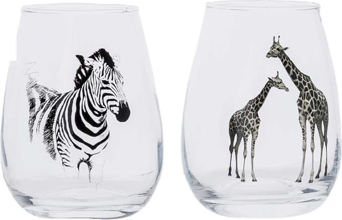 Cosy & Trendy Glas Met Afbeelding Zebra-giraf