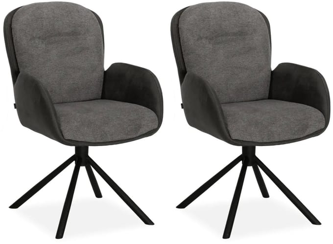 MX Sofa - Eetkamerstoel Longford - Antraciet (set van 2 stoelen)