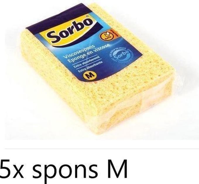 Sorbo Viscosespons Medium - Huishoudelijke Schoonmaakartikelen - Pakket van 5 Stuks