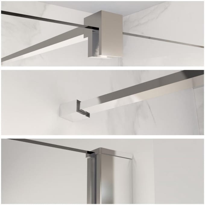 FugaFlow Eccelente Vetro profielset 200cm + stabilisatiestang 120cm chroom -