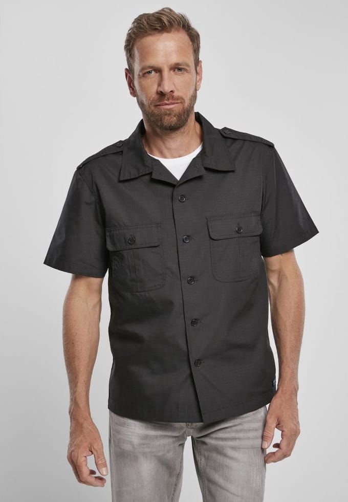 Urban Classics Overhemd -XL- US Hemd Ripstop 1/2 Zwart