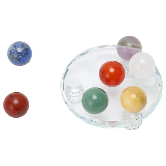 Set de 7 Pierres de Chakra Purifier l'Énergie Négative Pierres de Guérison Rondes avec Plaque de Charge pour Débutants white