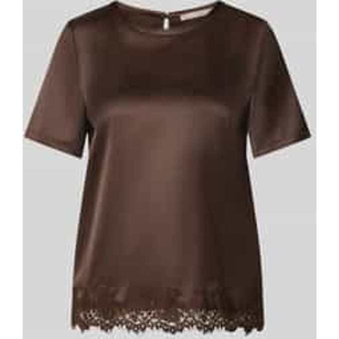 Regular fit blouse van satijn met kant