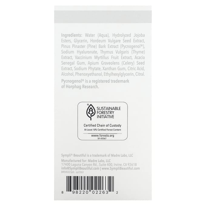 Sympli Beautiful, Serumdipity, Sérum visage au pycnogénol, 30 ml (30 ml) brown