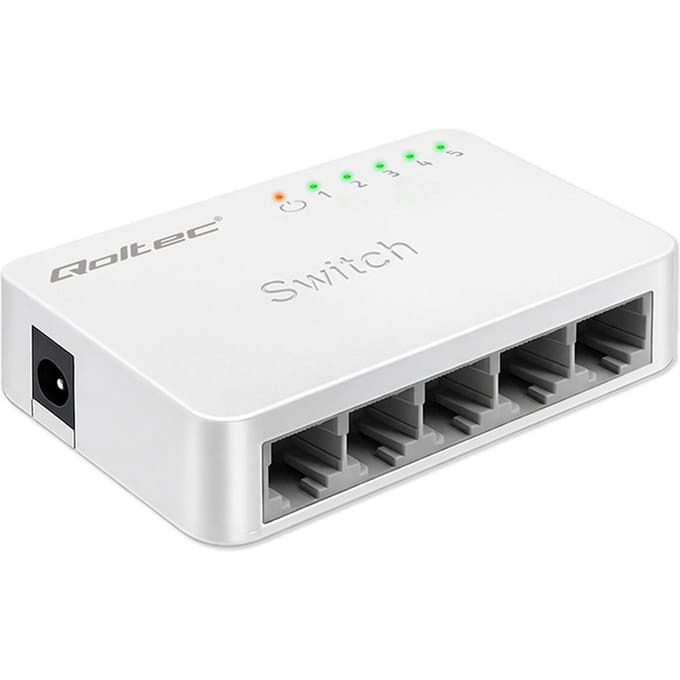 Qoltec SWITCH Netwerkswitch 5 x RJ45-poort |   1000 Mbps |   Fast Ethernet |   LAN