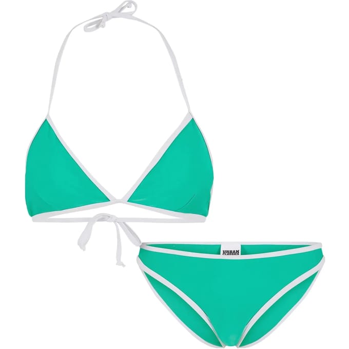 Urban Classics - Retro Triangle Bikini set - M - Groen/Wit