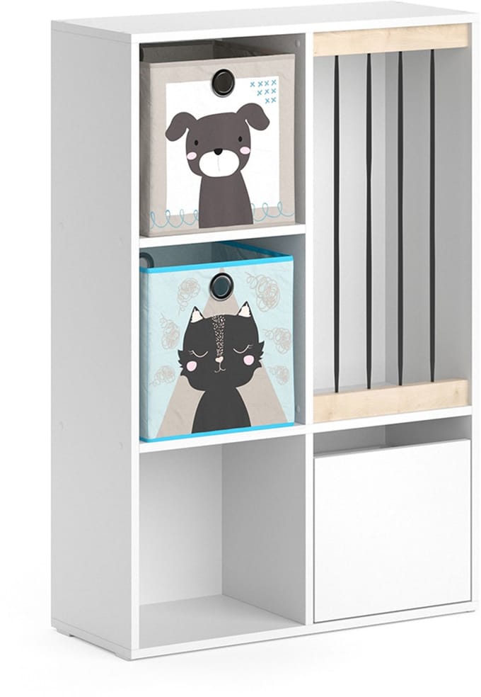 Vicco Luigi Kinderboekenkast – 29.2 x 107.8 cm met 2 vouwboxen opt.4 Wit