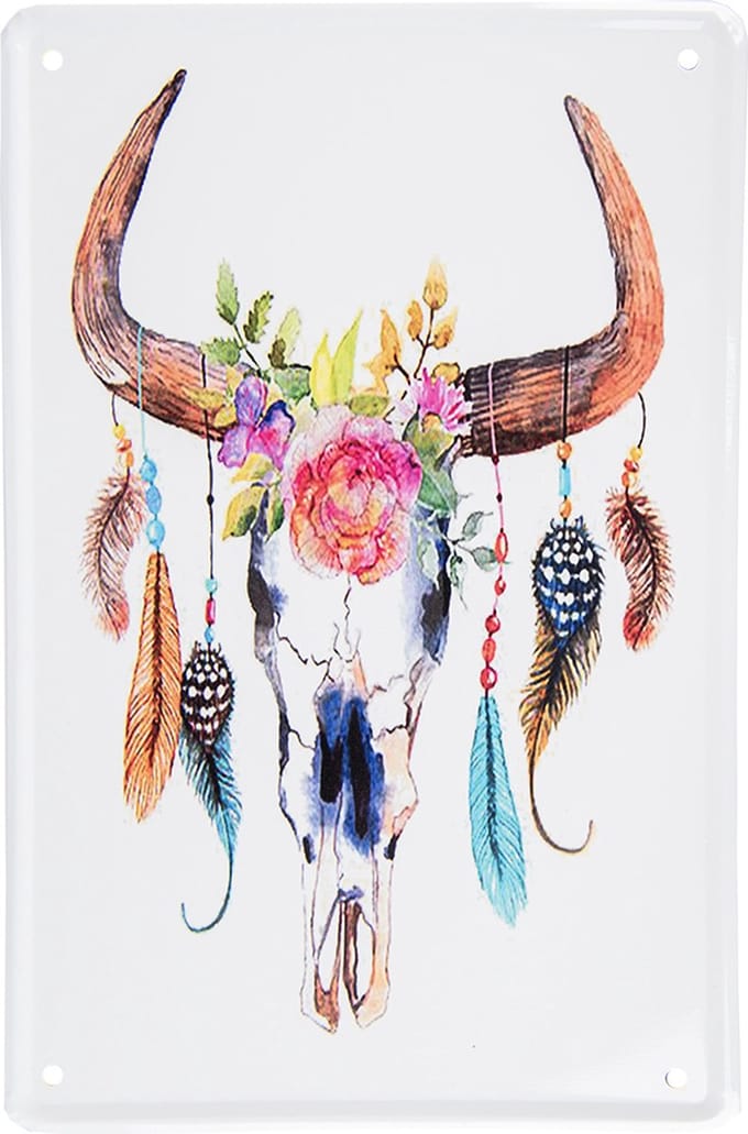 Clayre & Eef Wanddecoratie 20x30 cm Wit Bruin Metaal