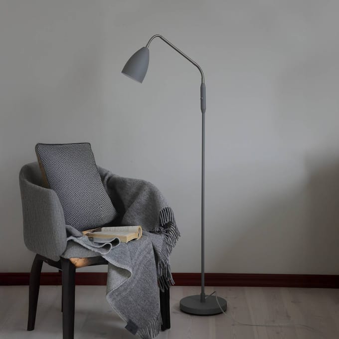Markslöjd LED vloerlamp Patro, grijs, metaal, dimbaar