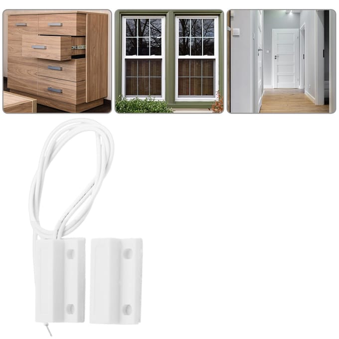 NC-type bekabelde deur- en raambeveiliging met magnetische contactsensor en rietschakelaar white