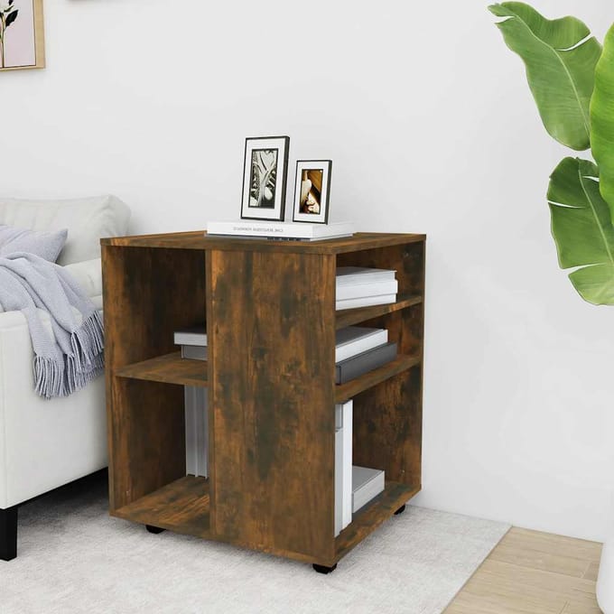 vidaXL - Rolkast - 60x53x72 - cm - bewerkt - hout - gerookt - eikenkleurig