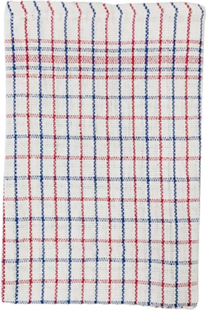 iSleep Theedoeken set 12 stuks - 65x65 - Horecakwaliteit - Blauw/rood geruit