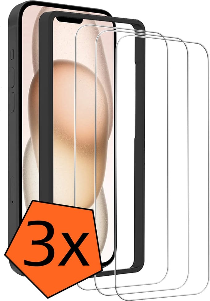 Screenprotector - 3 Stuks - Geschikt voor Apple iPhone 15 Pro Max - Met Installatie Frame - Gehard Glas - Beschermglas - Tempered Glass - Screen Protector