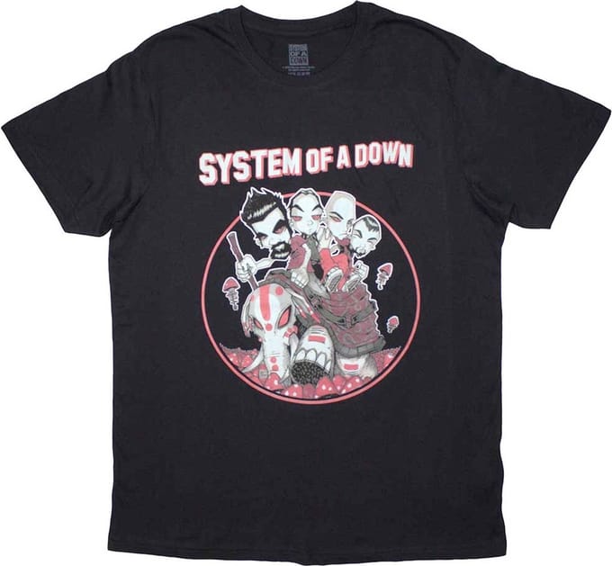 System Of A Down - Mushroom People Heren Tshirt - L - Zwart