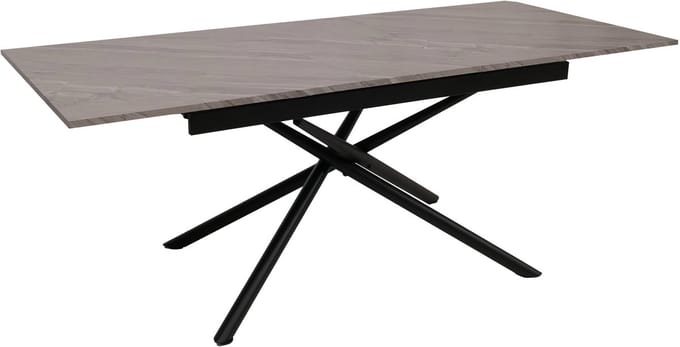 Eettafel MCW-O57, uitschuifbare eettafel, ijzer MDF uitschuifbaar 160-200x90cm ~ marmerlook grijs