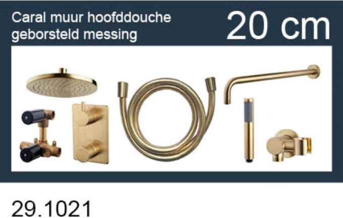 Wiesbaden Caral one-pack inbouwthermostaatset - hoofddouche rond 20cm - type 402 - geborsteld messing