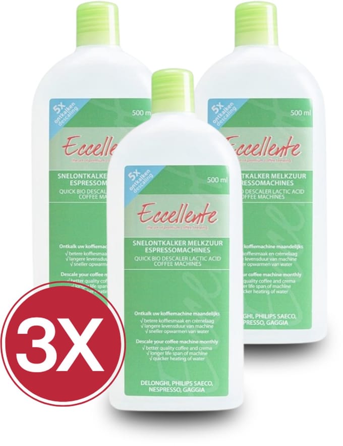 3x Eccellente Ontkalker 500 ml voor De’Longhi – EcoDecalk DLSC500 / SER3018 / 5513296041
