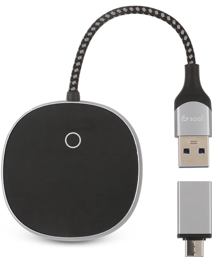Saaf DS100 Dongle Geschikt voor Apple CarPlay - Draadloos - USB-C + USB-A - Verbind Automatisch