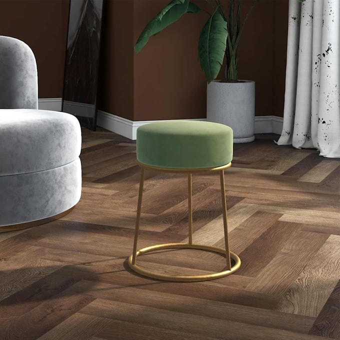 vidaXL - Hocker - rond - fluweel - mosterdgroen