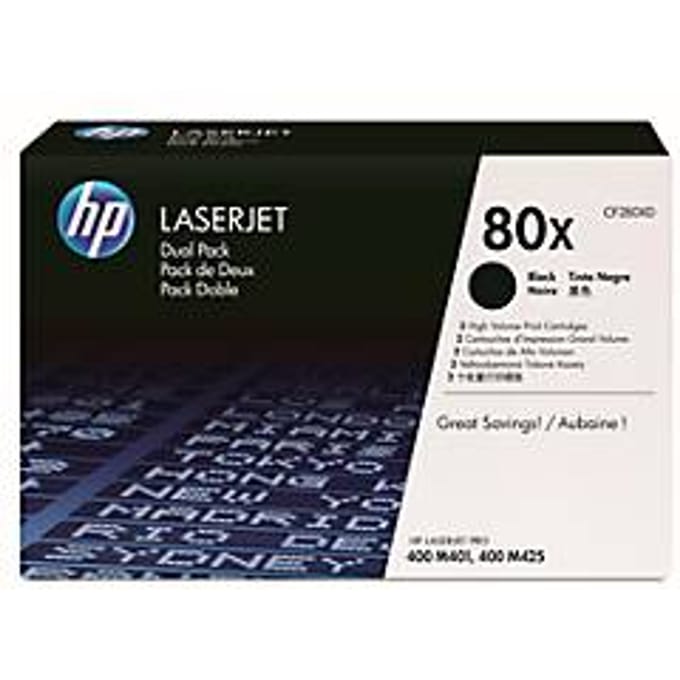 HP 80XD (CF280XD) Toner 2x Zwart Hoge capaciteit - Multipack
