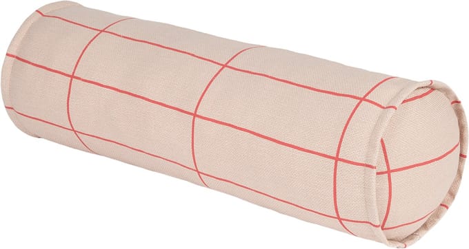 Nobodinoz Vibes Cilinderkussen - Ø18x50cm - Pink Red Grid