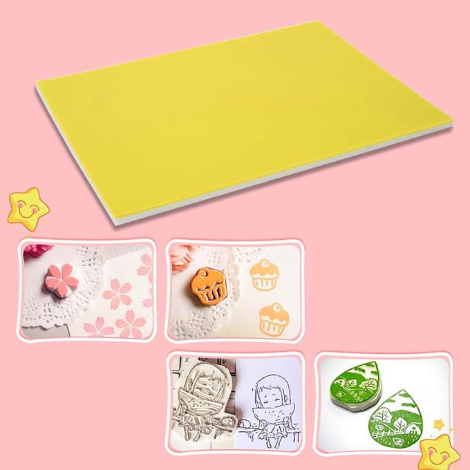 Tampon en gelée caoutchouc double couche bloc de sculpture fin pour tampons faits main DIY Jaune Blanc yellow