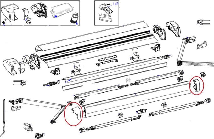 Thule 6300 Eindkap Lead Rail LH+RH Geanodiseerd