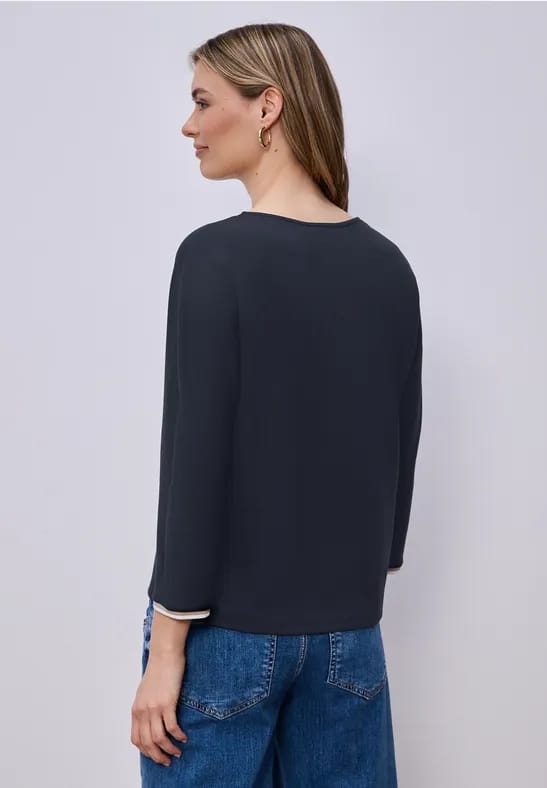 Shirt met 3/4 mouwen en contrasterende details
