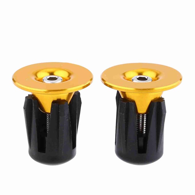 2 pièces Coloré Aluminium Vélo Guidon Poignées Embouts Bouchons Accessoire Vélo Gold beige
