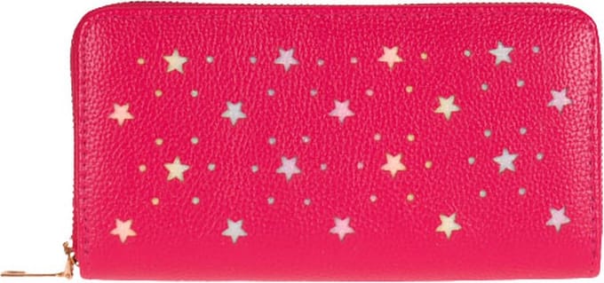 Portemonnee fuchsia met sterretjes - 20x11cm