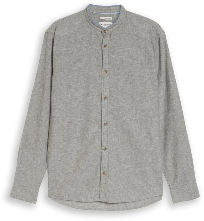 Tom Tailor - Regular fit overhemd met linnen - Maat XXL - faded leaf green chambray