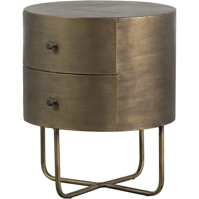 WOOOD Glossy Rond Kastje - Metaal - Antique Brass - 48x39x39