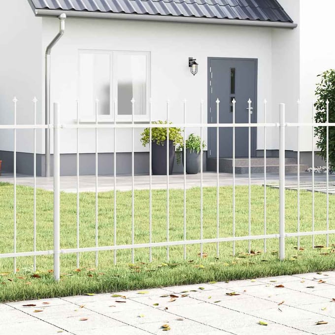 vidaXL - Tuinhek - WOERDEN - 6 - st - 10,2 - x - 1 - m - Poedergecoat - staal - Wit