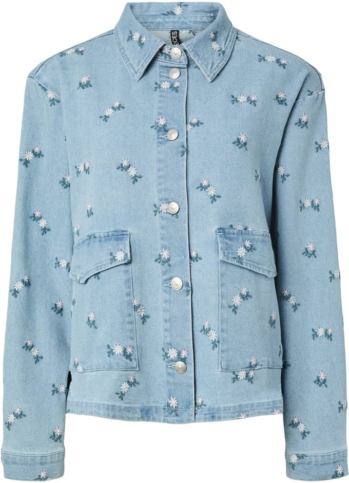 PIECES - PCFLORA LS DENIM EMB SHIRT NOOS - Meisjes - Blouses